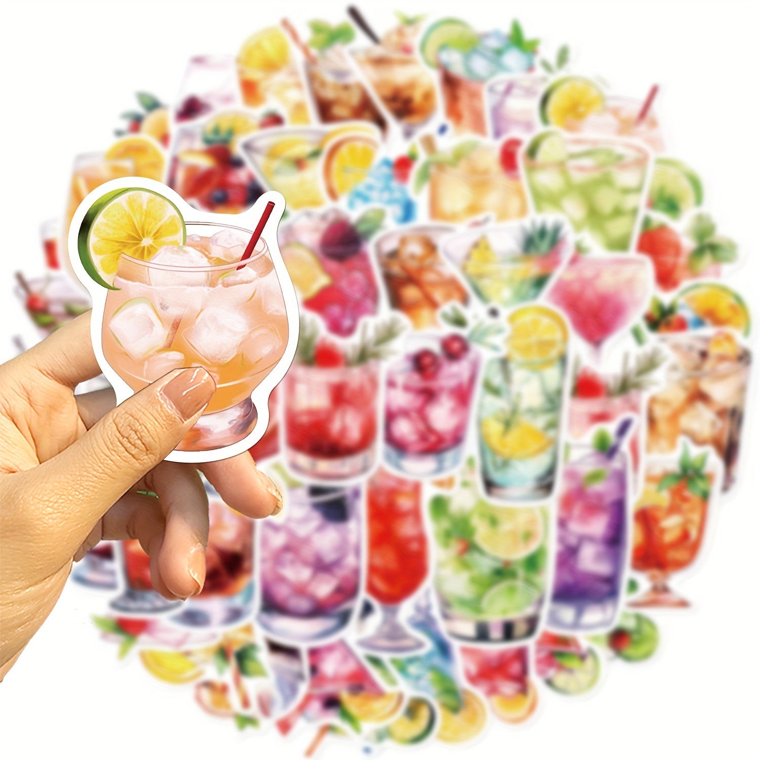 50pcs Watercolor Cocktail Vinyl Stickers Waterproof Decals for Laptops & More