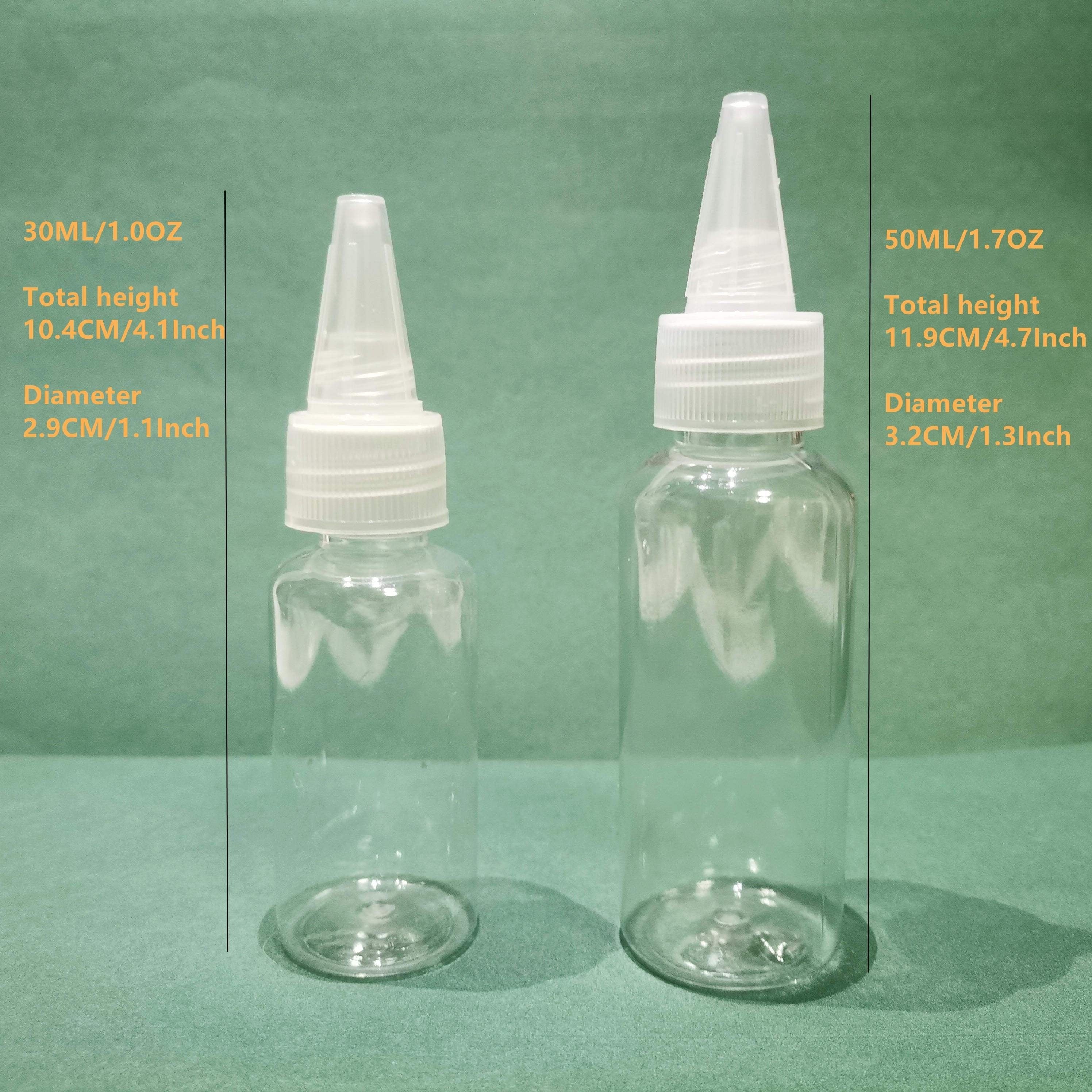 2pcs Squeeze Bottles 30ml & 50ml Twist Cap for Oils Crafts Art Glue Ink