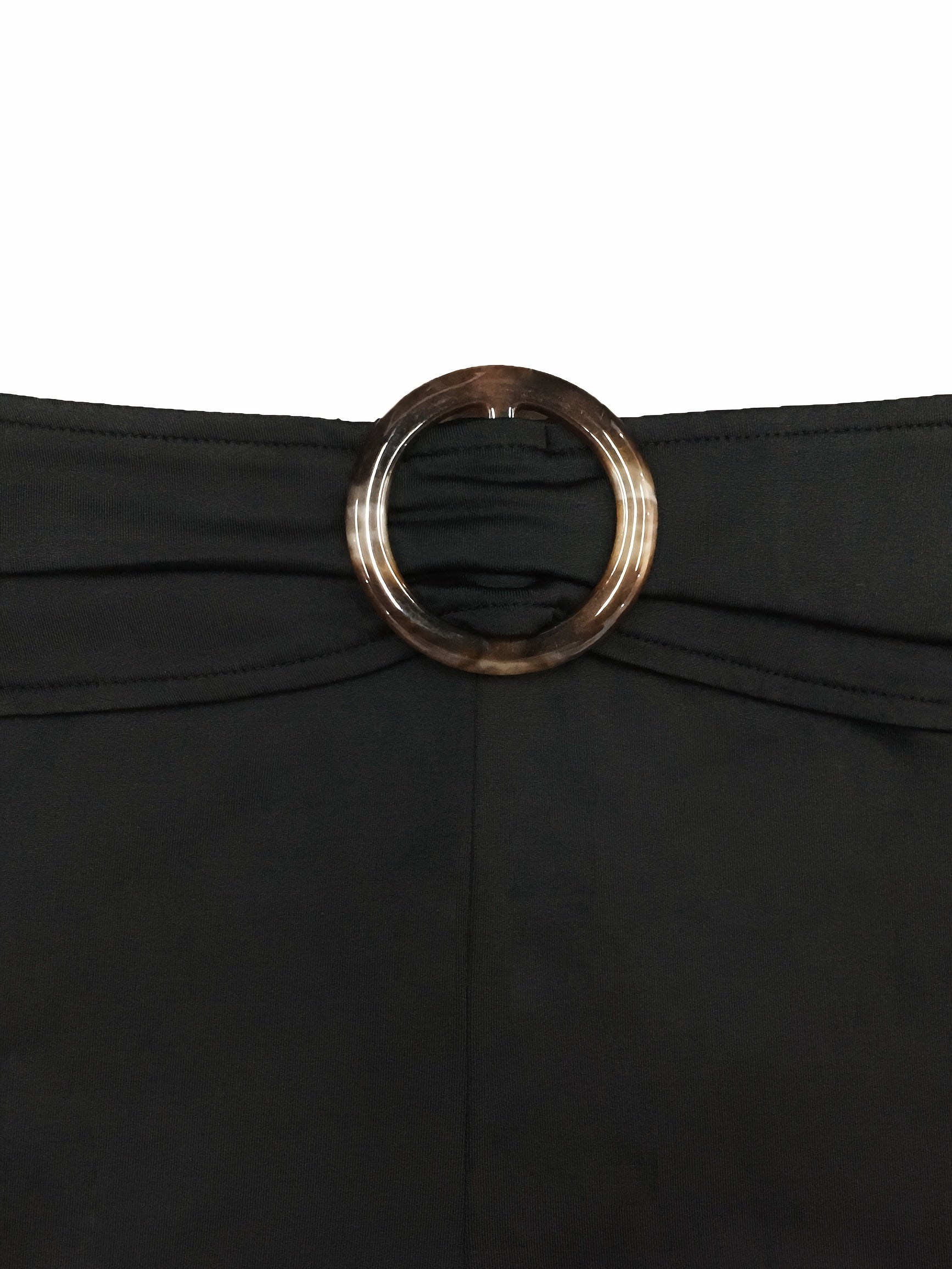  Casual Leggings Women's Plus Solid Ring Decor High Rise Leggings
