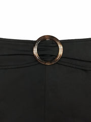  Casual Leggings Women's Plus Solid Ring Decor High Rise Leggings