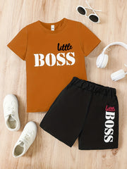 2 Boys Little Pattern T Shirts & Shorts Set Kids Summer Clothes