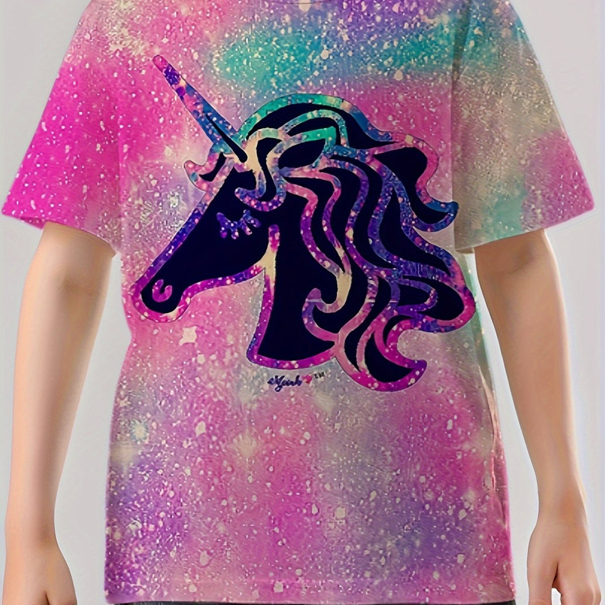 Unicorn Print Boy's Casual Tee Short Sleeve Crew Neck Comfy T-shirt
