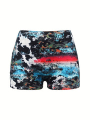  Cross Print Tie Dye Stretch Shorts