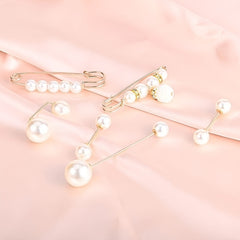 6Pcs Pearl Crystal Brooch Pins Pretty Corsage Pins Clothes Pants Elastic