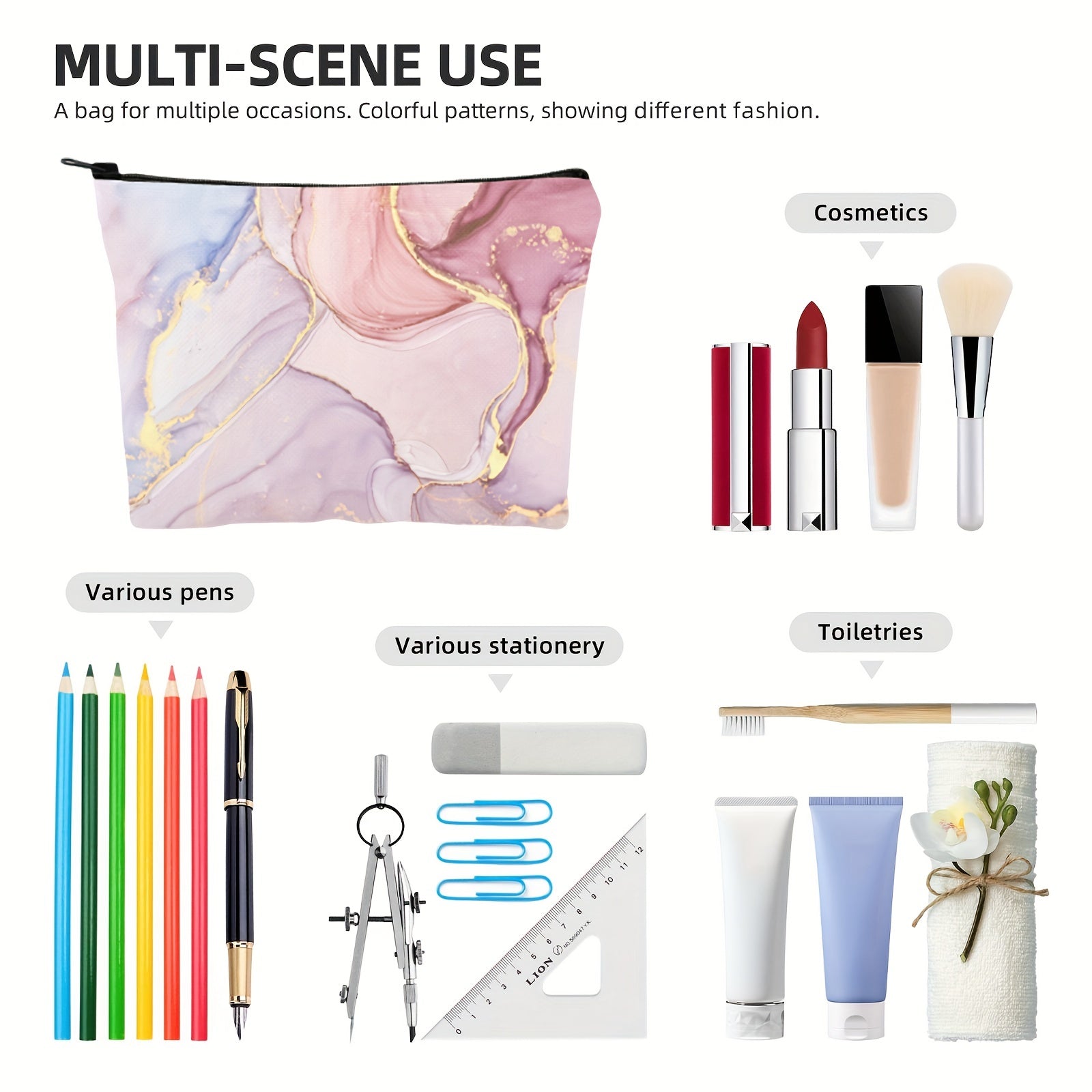 Gradients Cosmetic Bag Portable Makeup Pouch Fashionable Handbag