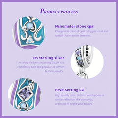 925 Sterling Silver Purple Magic Carpet Charm Pendant for Bracelet