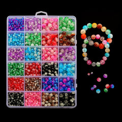 Glass Bead Set Box 8 Beaded Loose Beads DIT Bracelet Necklace Jewelry