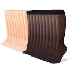 9 Pairs Solid Knee High Socks Women's Stockings