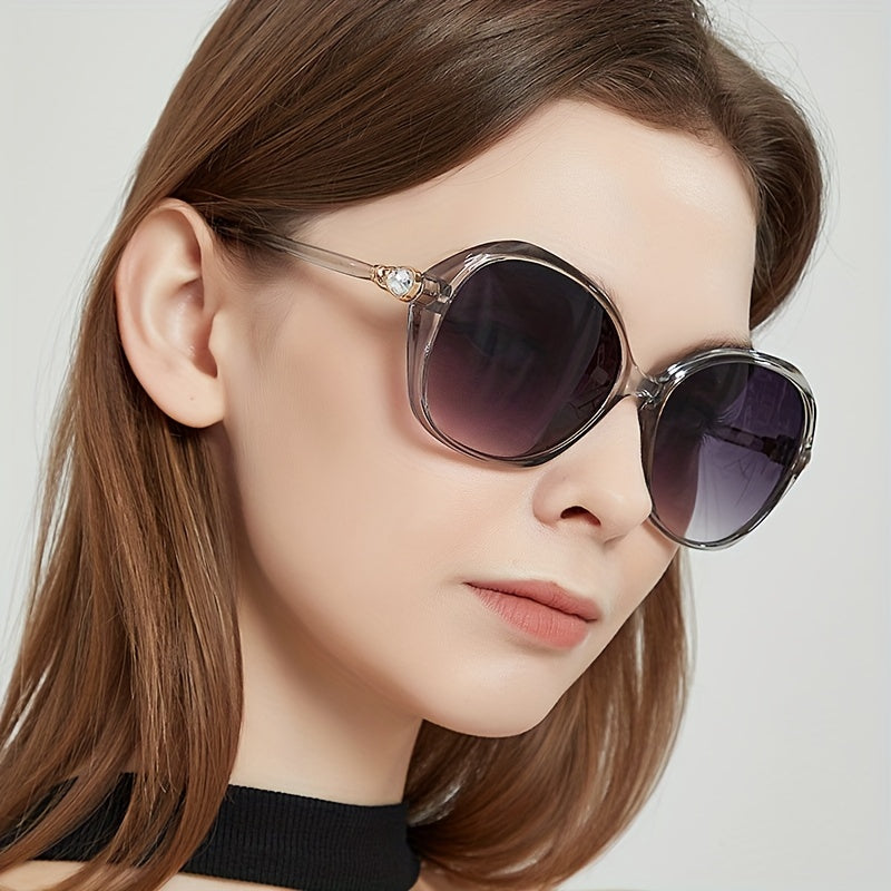 Y2K Oval Sunglasses Rhinestone Decor Gradient Glasses UV400