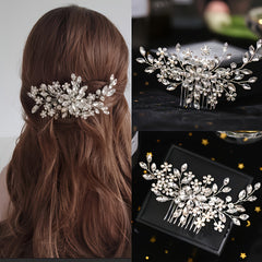 Silver Crystal Bride Side Comb Rhinestone Bridal Headpieces