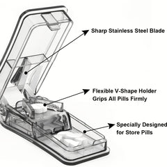 Transparent Pill Crusher & Cutter with Holder Case