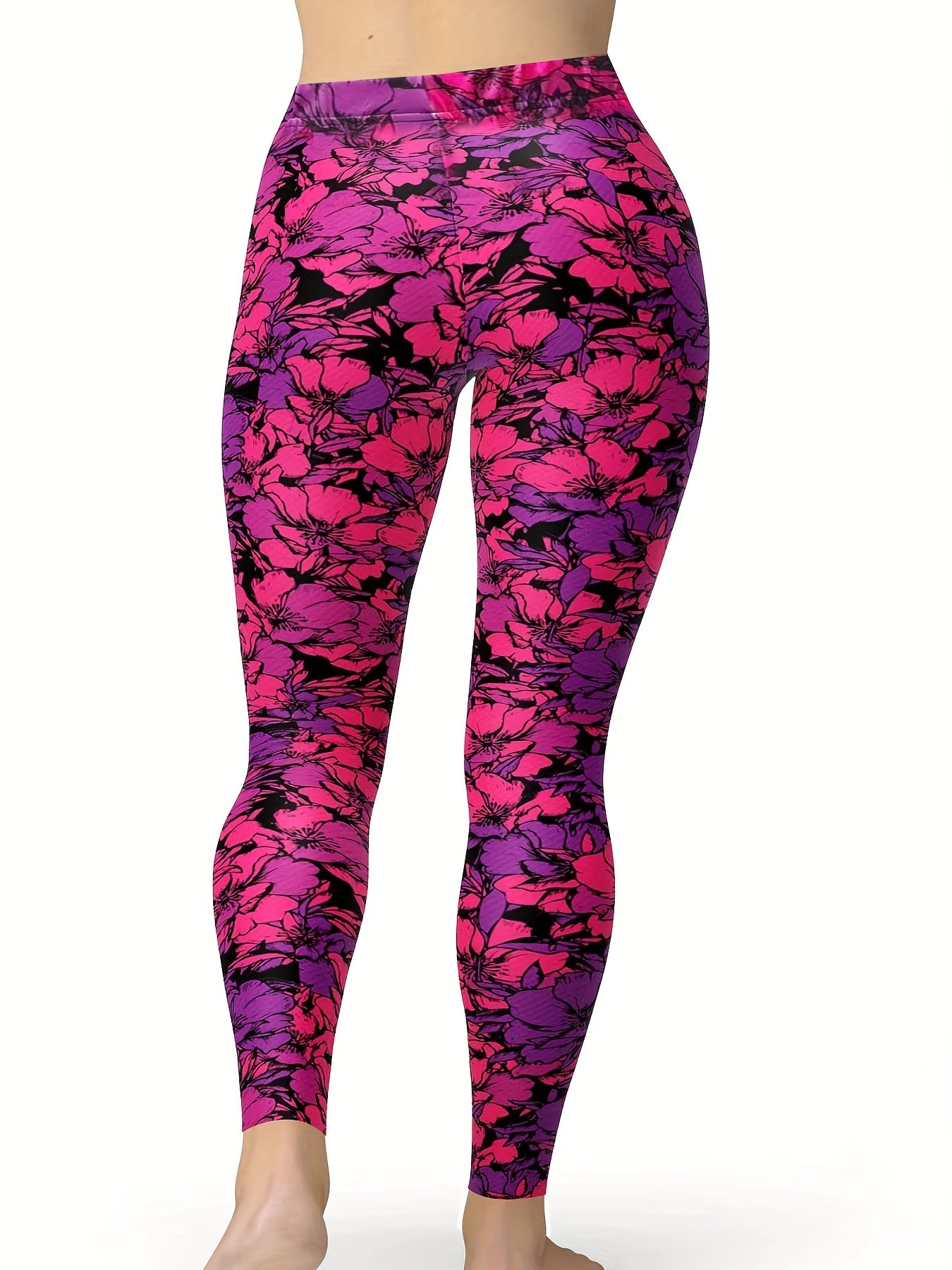  Floral Print Skinny Stretch Yoga Leggings