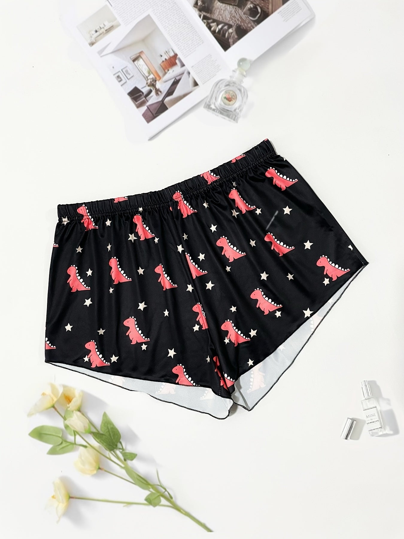 Women's Plus Dinosaur & Star Print Stretch Pajama Shorts