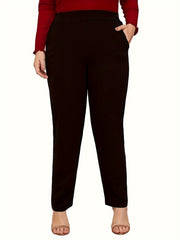 Women's Plus Solid High Rise Medium Stretch Straight Leg Trouser