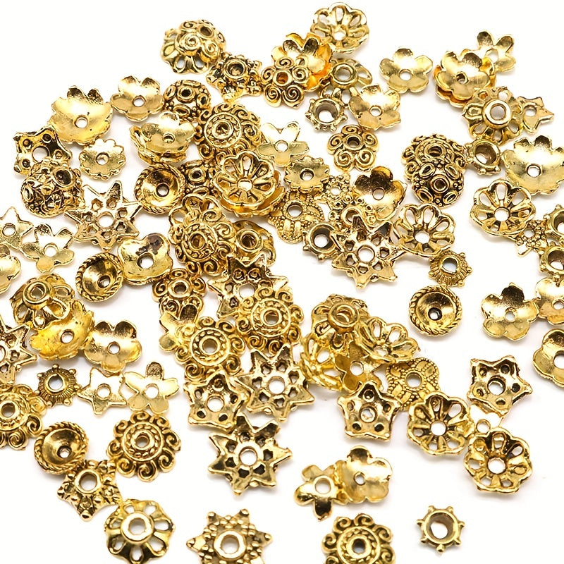 100pcs Antique Silver Bead Hats with Flower Bead Hats DIY Accessorie