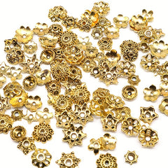 100pcs Antique Silver Bead Hats with Flower Bead Hats DIY Accessorie