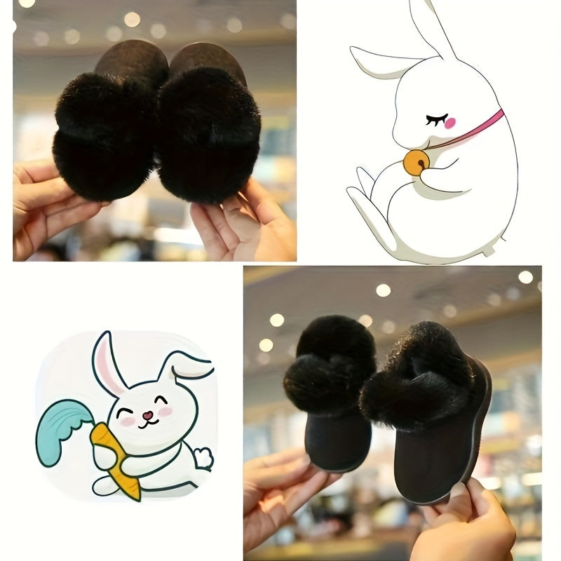 Girls' Furry Winter Boots Slip On Warm Plush Fleece Lining Durable PVC Sole