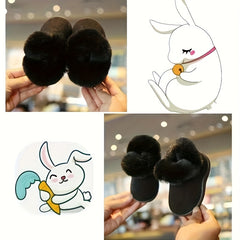 Girls' Furry Winter Boots Slip On Warm Plush Fleece Lining Durable PVC Sole