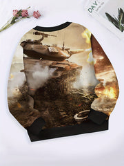 Kids Battlefield Pattern Crew Neck Sweatshirt for Fall Sports