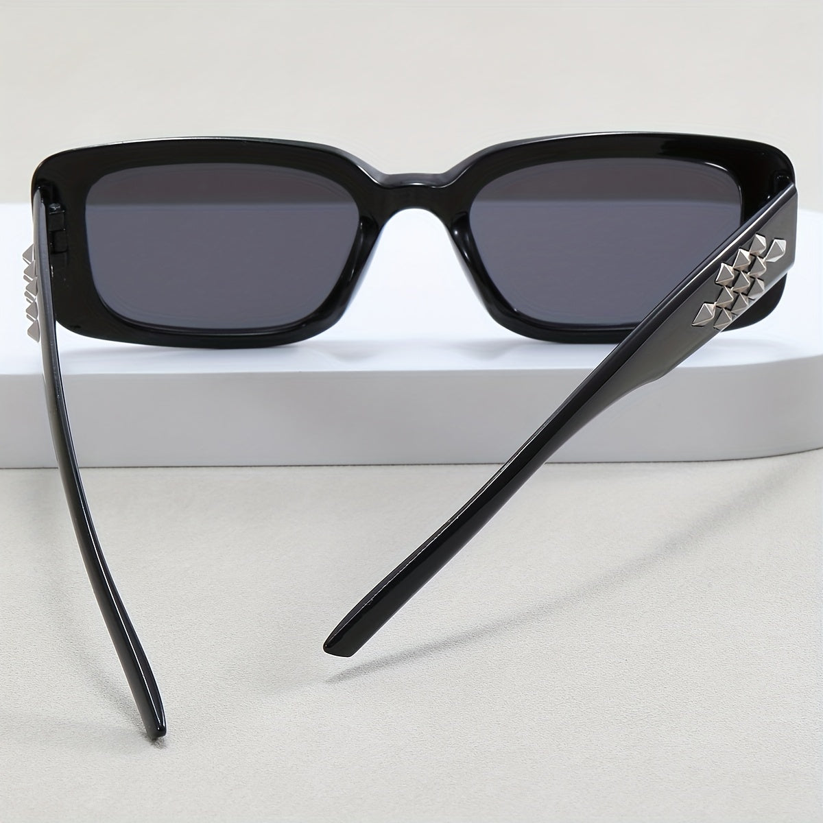 Y2K Rectangle Frame Sunglasses Metal Star Decor UV400