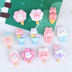 10pcs Cartoon Animals Ice Cream Pendants Beads DIY Jewelry Making