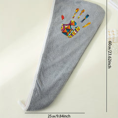 Colorful Palm Pattern Hair Drying Cap Soft Towel