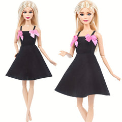Princess Doll Dress with Pink Bow for 11-8 Inch Dolls