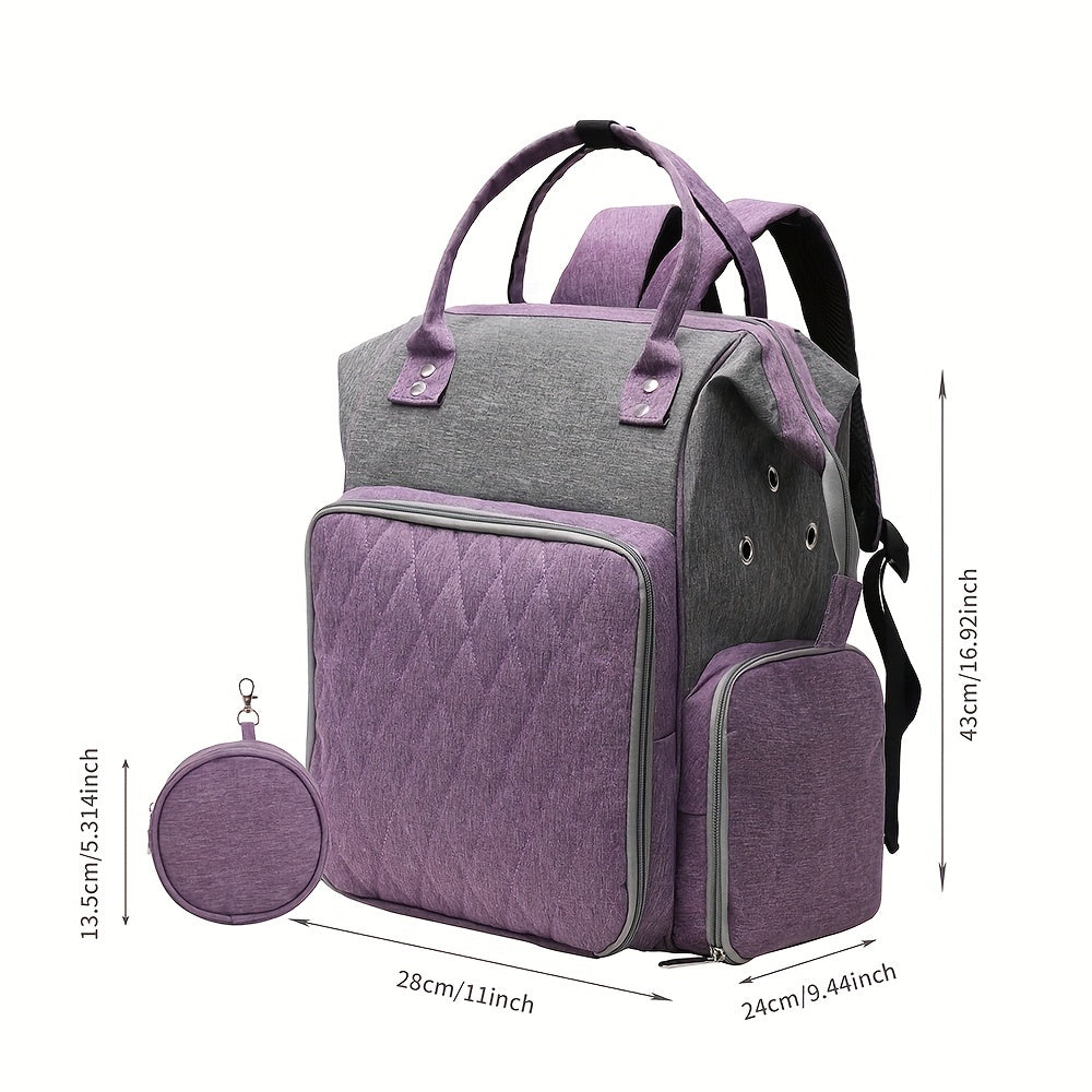 Gray Purple Crochet Storage Backpack Large Yarn Storage Organizer