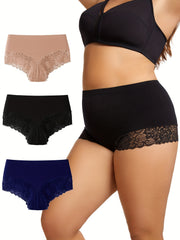 3 Pack Plus Size Lace High Stretch Soft Underwear Set