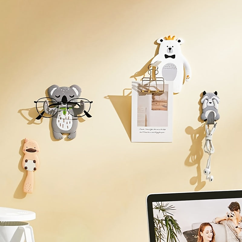 Cartoon Animal Hooks Nail Curved Sticky Hooks PVC Back Door Hooks