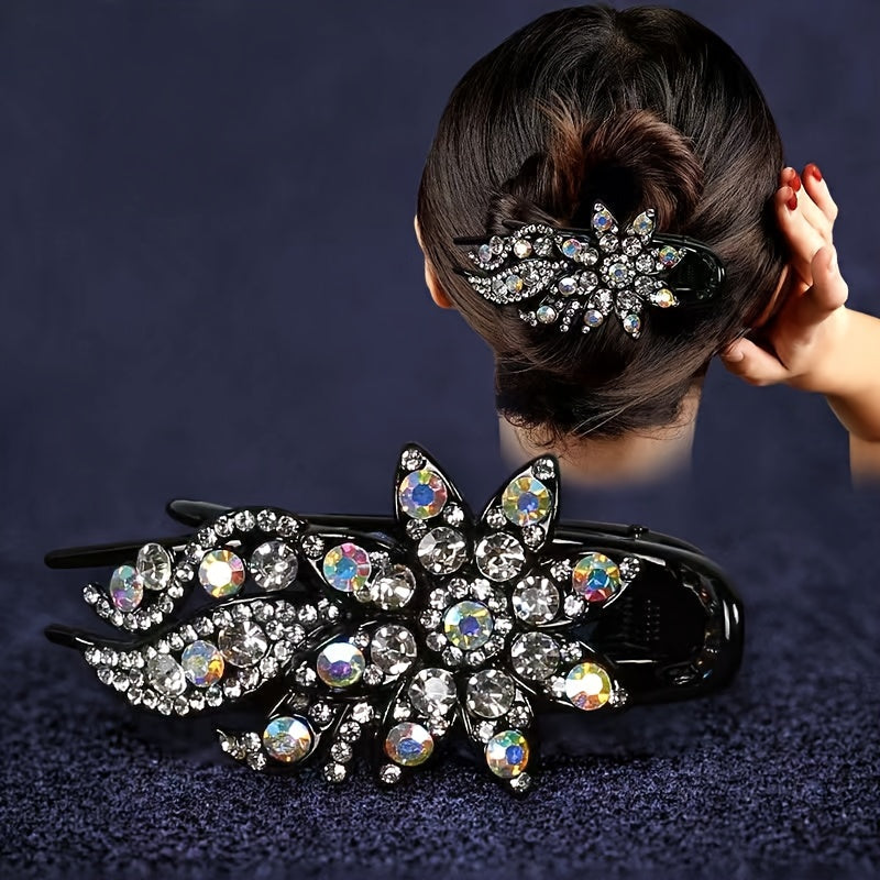 Rhinestone Flower Hair Clip Barrette Hair Pin Vintage Bridal Wedding