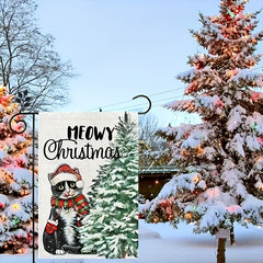Meowy Christmas Cat Garden Flag 12X18 Inch