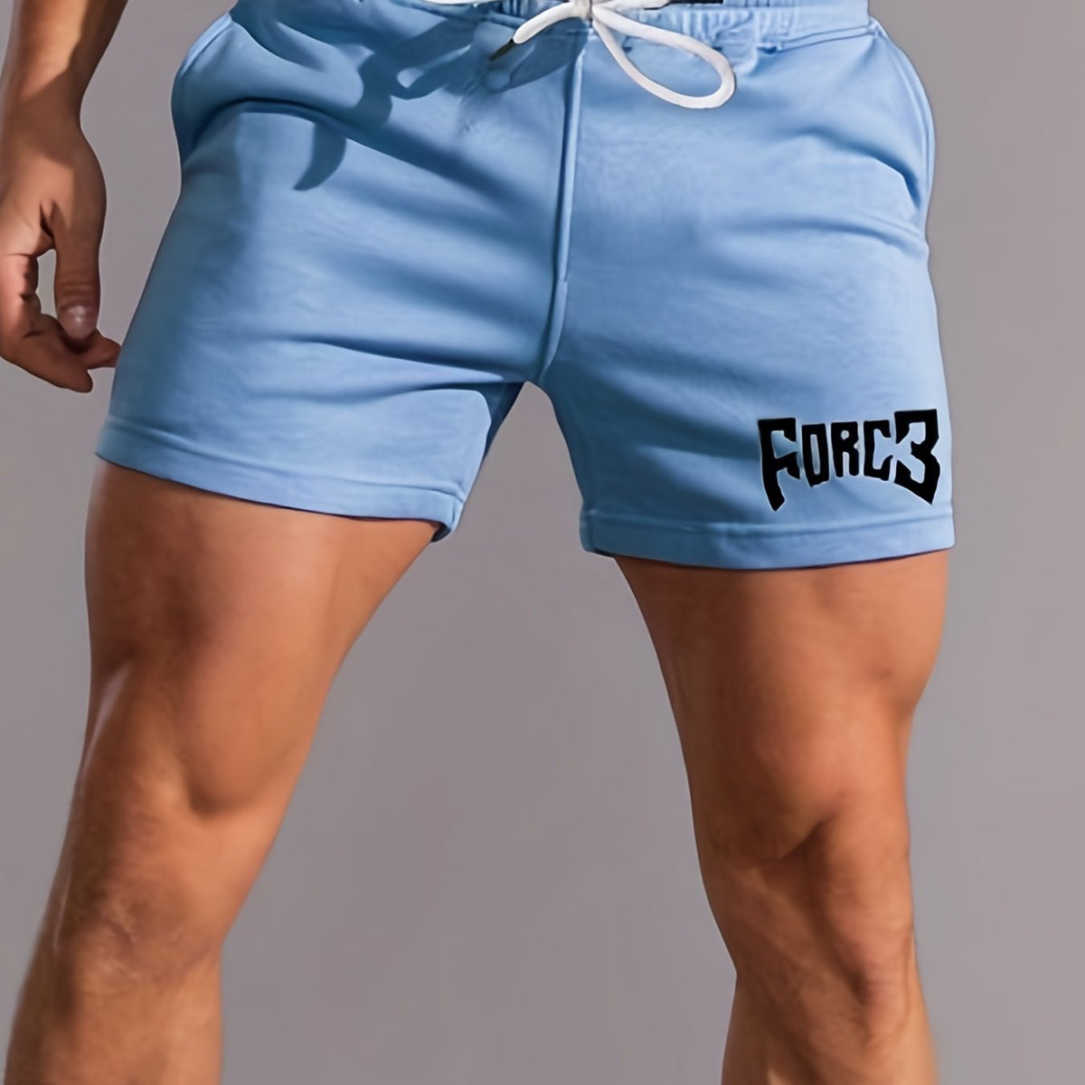 Letter Graphic Print Men's Casual Shorts Elastic Waist Drawstring Sports Shorts