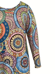  Retro Dress Women's Plus Madala Print Maxi Dress