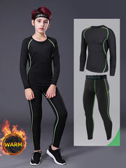 Boy's 2pcs Quick drying Training Suit Long Sleeve Top & Pants Set