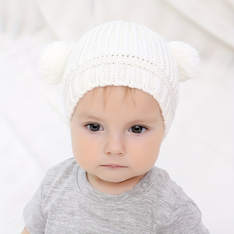 Winter Warm Double Fur Ball Children's Knitted Hat