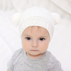 Winter Warm Double Fur Ball Children's Knitted Hat