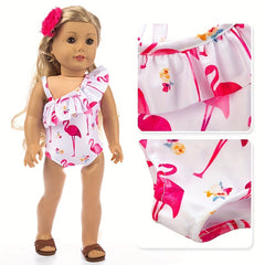 American Girl Doll Clothes Flamingo Swimsuit Doll Bikini Summer Bathing Suit