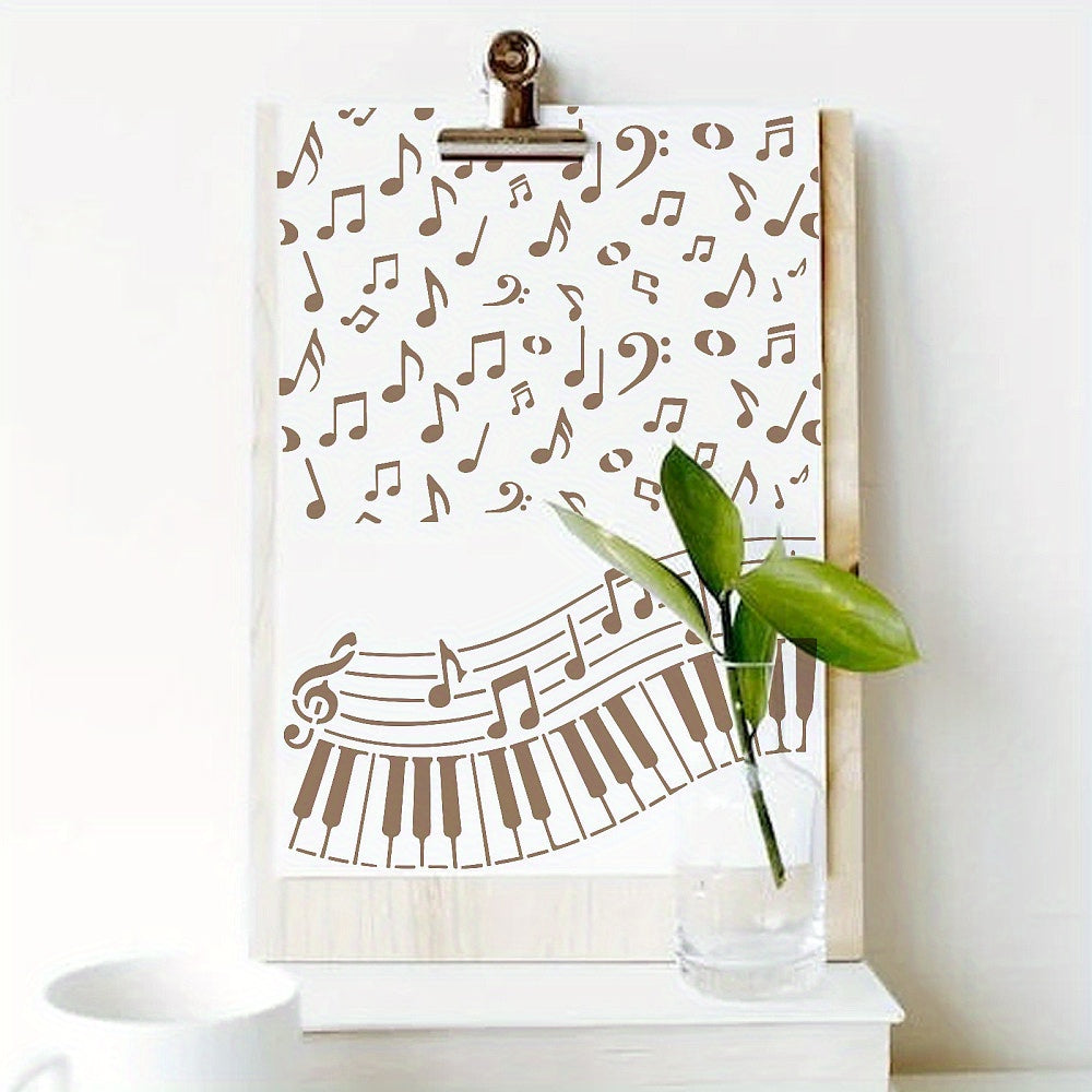2pcs PET Hollow Out Drawing Stencils with Musical Note Brush