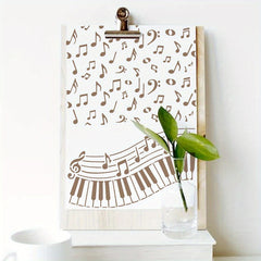 2pcs PET Hollow Out Drawing Stencils with Musical Note Brush