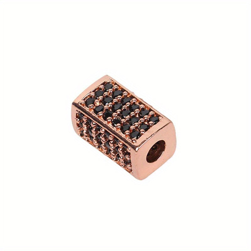 Brass CZ Tube Bead Bracelet Pendant Micro Inlaid Gasket DIY Jewelry