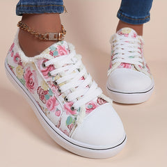 Halloween Rose & Skull Print Canvas Shoes