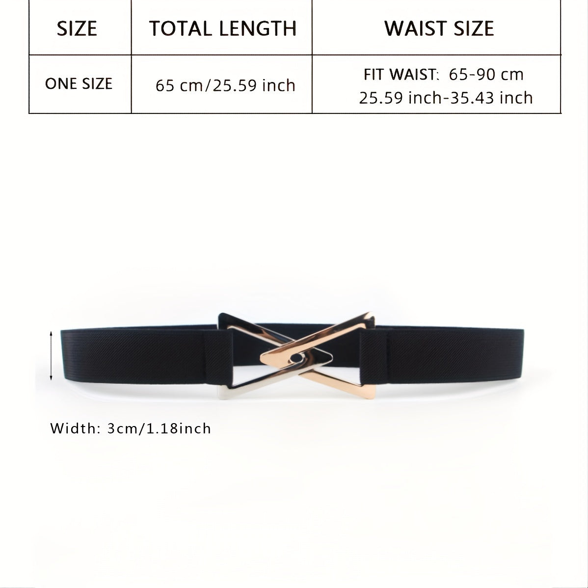 Double Triangle Metal Buckle Belt Women's Elastic Dress Belt