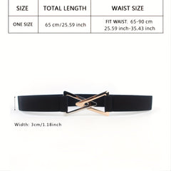 Double Triangle Metal Buckle Belt Women's Elastic Dress Belt