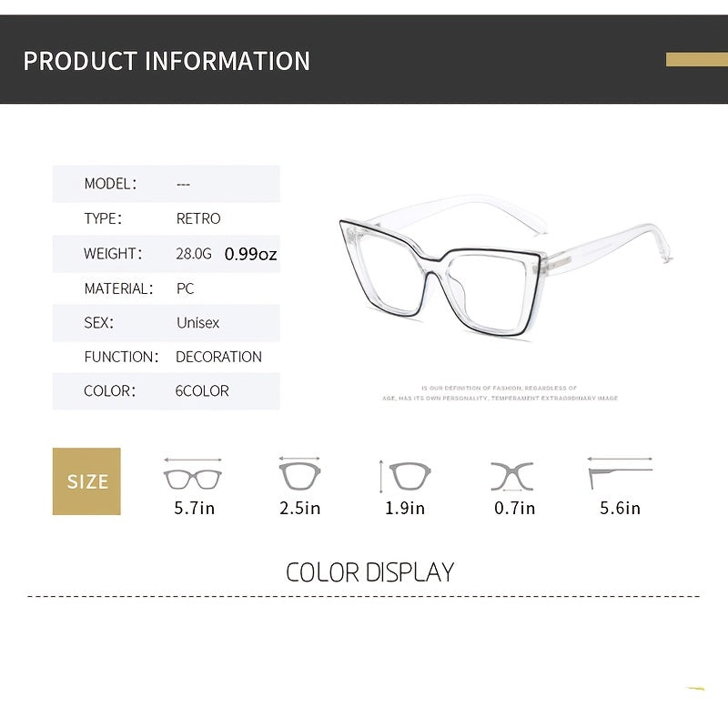 Oversize Cat Eye Blue Light Glasses Unisex Relieve Eye Fatigue & UV Glare