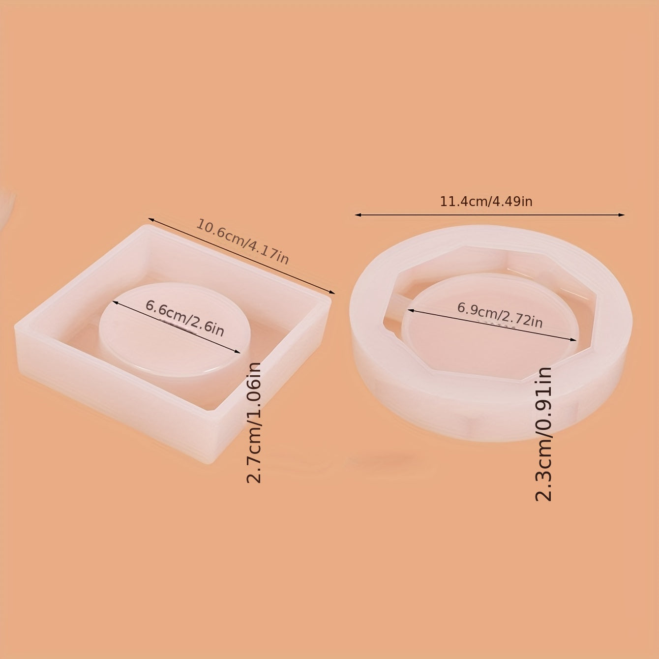2pcs Square, Rhombus, Round Ashtray Resin Molds Silicone Casting DIY