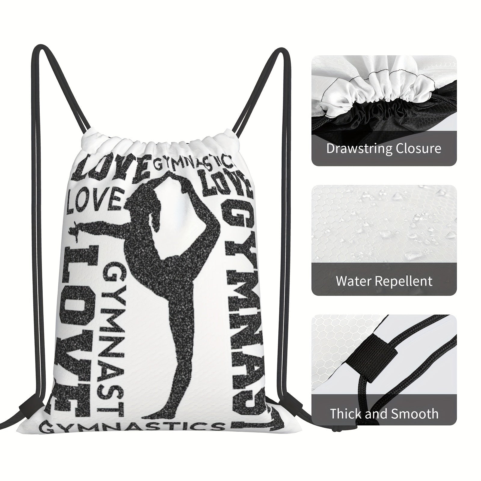 Love Gymnastics Gymnast Drawstring Backpack Outdoor Lightweight Bag
