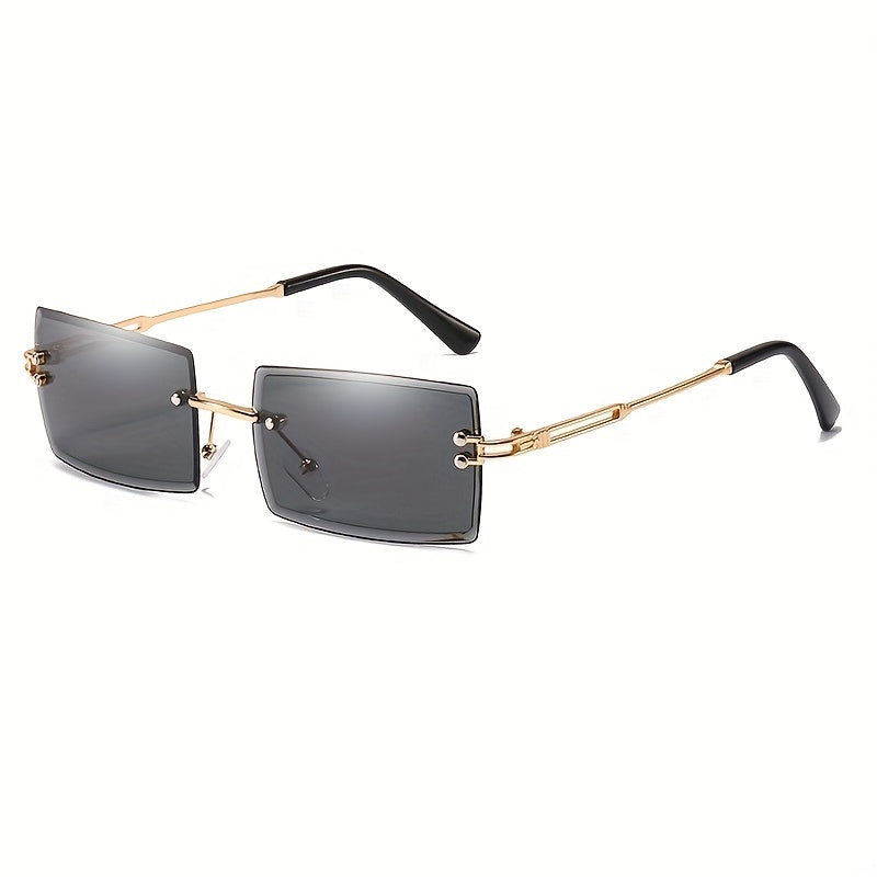 Rectangle Rimless Sunglasses Gradient Anti Glare UV400