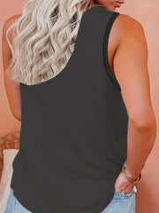  Cat & Rainbow Print Round Neck Tank Top