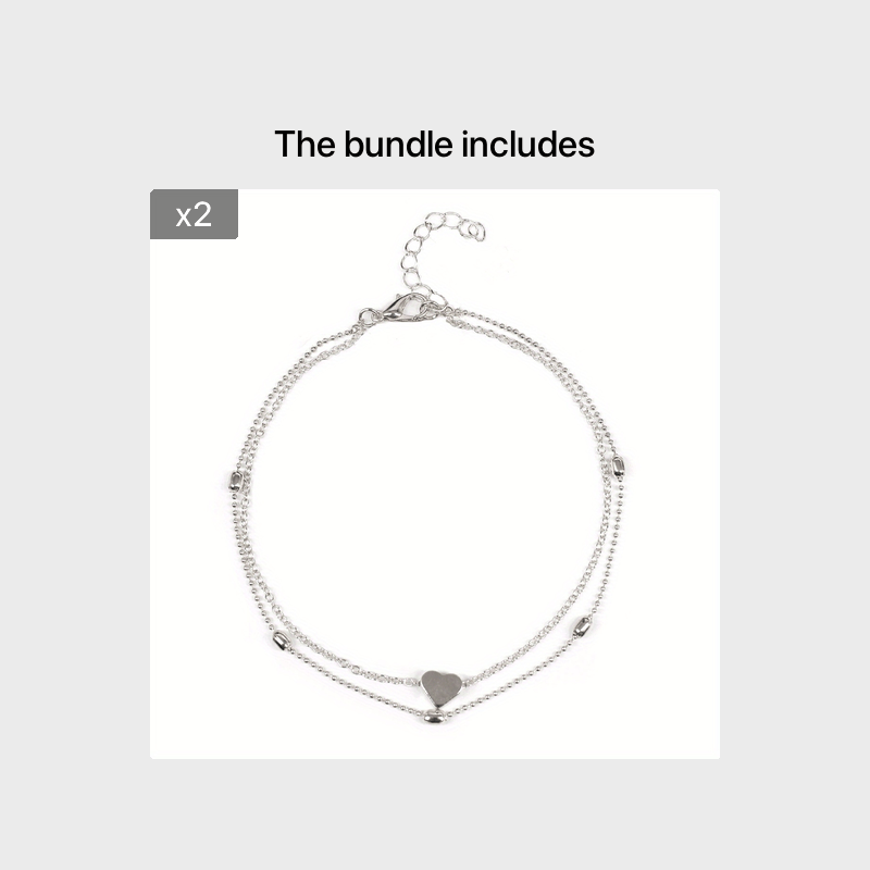 Double Layer Anklet Heart Charm for Men Unisex